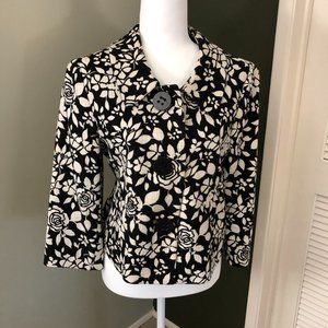 Black and White Floral Print Blazer